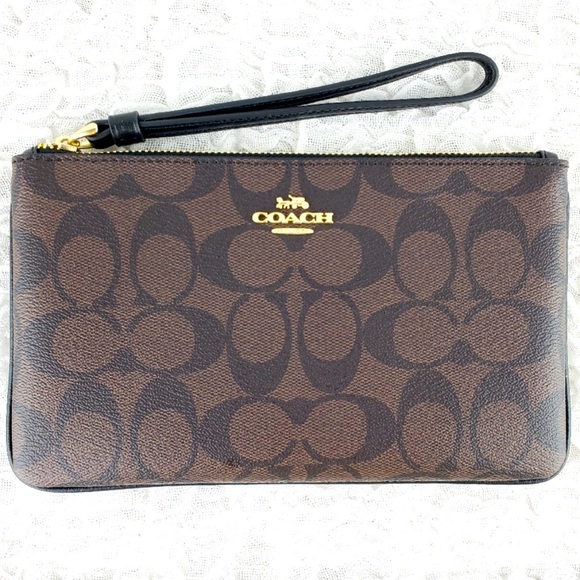 Coach larger Corner Zip Wristlet In Signature Canvas - Picture 4 of 4